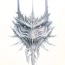 Scary beast from Bloodborne with lightning tattoo design idea
