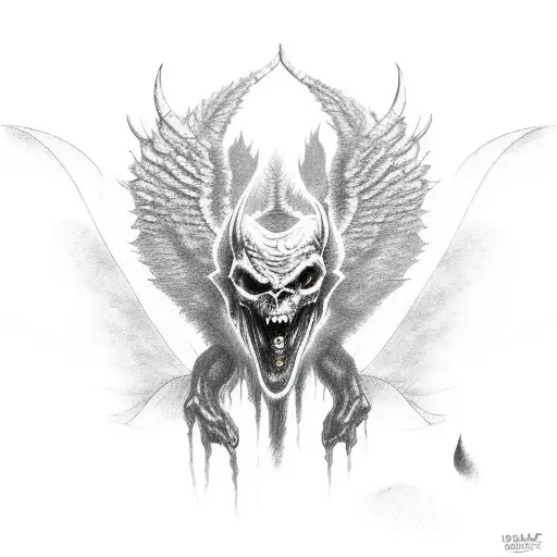 devil wings rainbow tattoo design idea