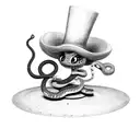 evil voodoo doll with top hat and snake tattoo design idea