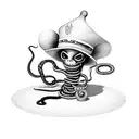 evil voodoo doll with top hat and snake tattoo design idea