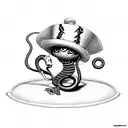 evil voodoo doll with top hat and snake tattoo design idea
