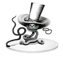 evil voodoo doll with top hat and snake tattoo design idea