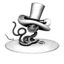 evil voodoo doll with top hat and snake tattoo design idea