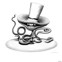 evil voodoo doll with top hat and snake tattoo design idea