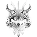 Viking wolf with runes tattoo design idea