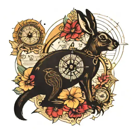 malta australia map kangaroo compass tattoo design idea