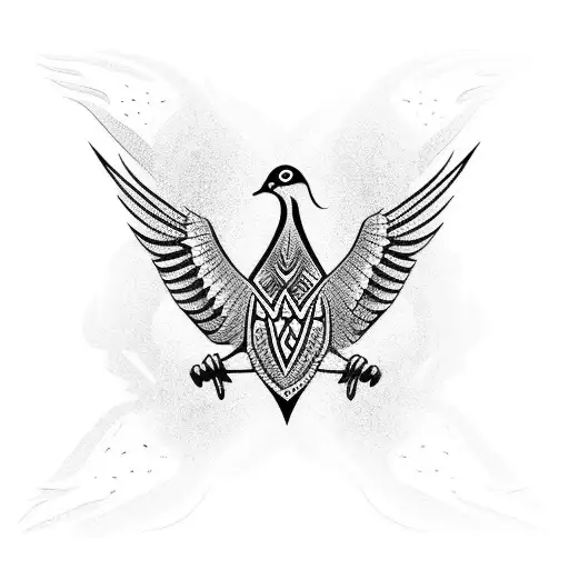 Black and White Dove Tattoo Design