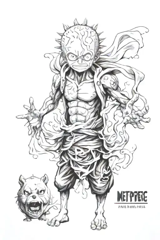 saitama, One Piece and Yurk Death note . with a War touch tattoo design idea