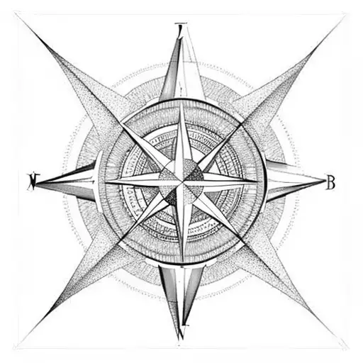 Compass, mountain  tattoo design idea