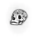 calavera de vaca en 2 mitades simétricas formadas por figuras humanoides tattoo design idea