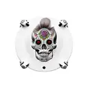 calavera de vaca en 2 mitades simétricas formadas por figuras humanoides tattoo design idea