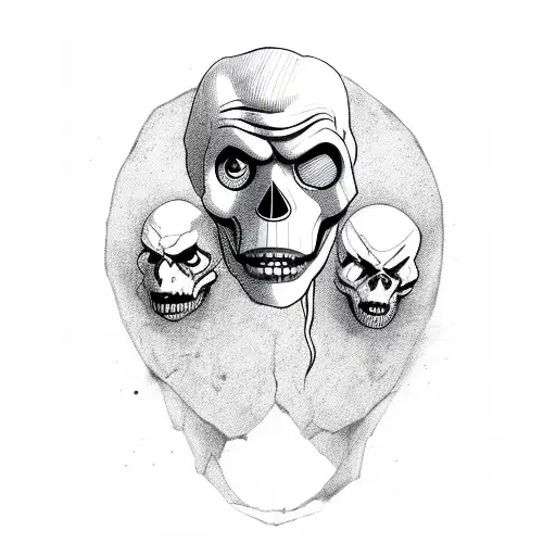 A sinister clown skulls punhal tattoo design idea