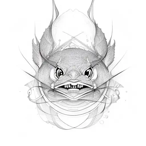 catfish and lines tattoo design idea