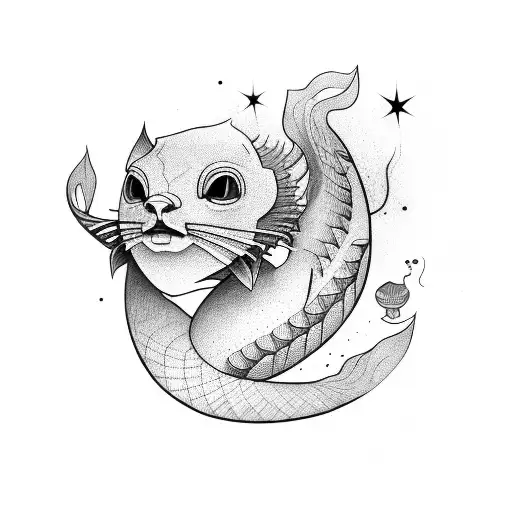 catfish and lines tattoo design idea