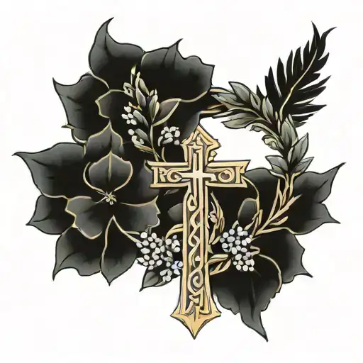 greek wreath with cross  tattoo design idea