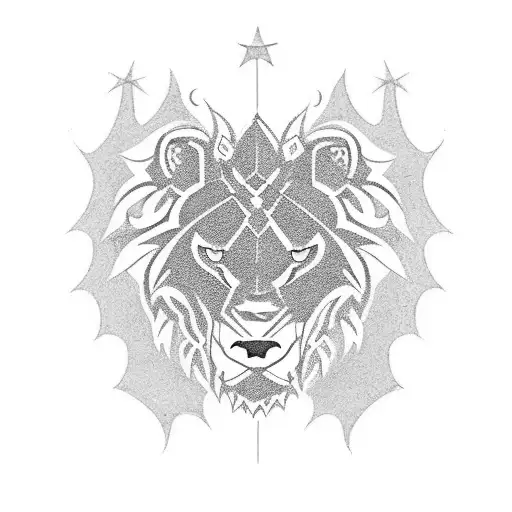 A blackwork tattoo of the New York Rangers logo morphing into a fierce animal like a lion or wolf, representing strength and loyalty tattoo design idea