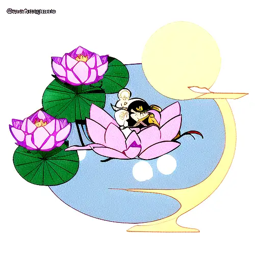 lotus  flower with crab and moon tattoo design idea