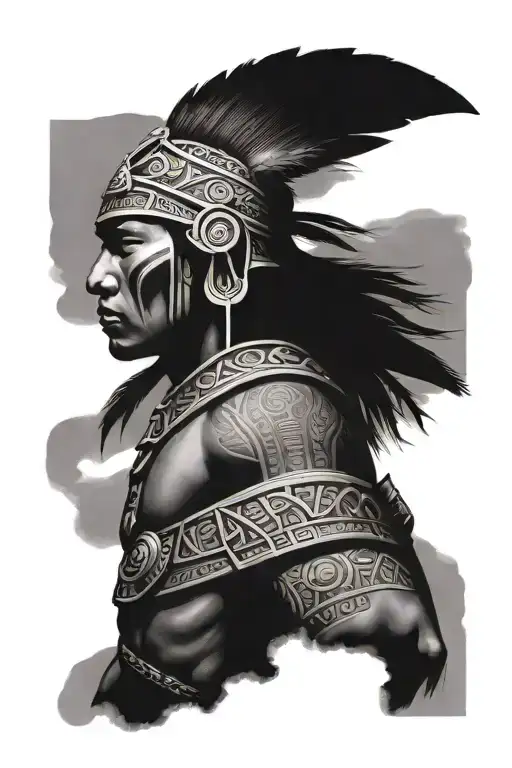 maya warrior looking sideways tattoo design idea