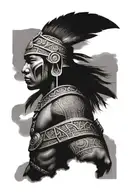 maya warrior looking sideways tattoo design idea