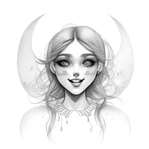 girl smiles tattoo design idea