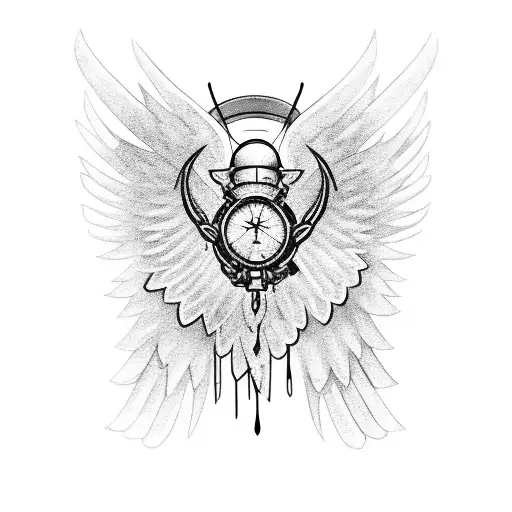 Soldier with wings and a halo tattoo design idea