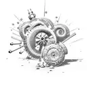 Field artillery cannon surrounded by flowers tattoo design idea