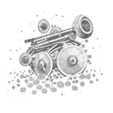 Field artillery cannon surrounded by flowers tattoo design idea