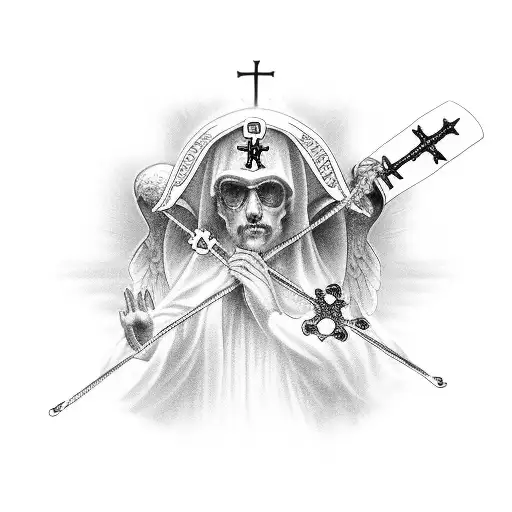 heaven with cross and angels tattoo design idea