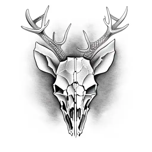 deer skull with snake tattoo design idea