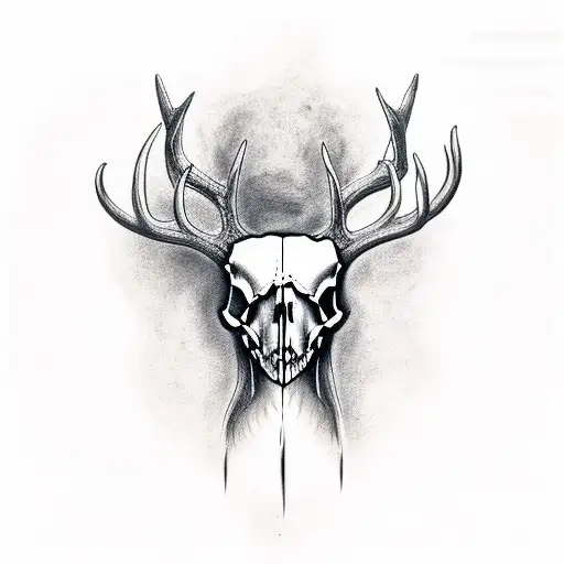 deer skull with snake tattoo design idea