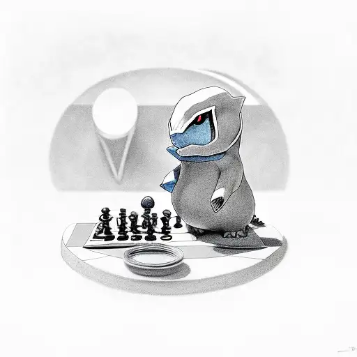 totodile and cyndaquil playing chess tattoo design idea