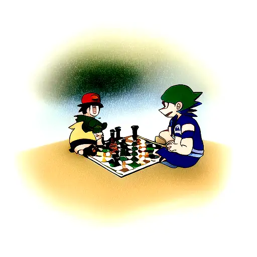 totodile and cyndaquil playing chess tattoo design idea