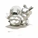 totodile and cyndaquil playing chess tattoo design idea