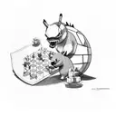 totodile and cyndaquil playing chess tattoo design idea
