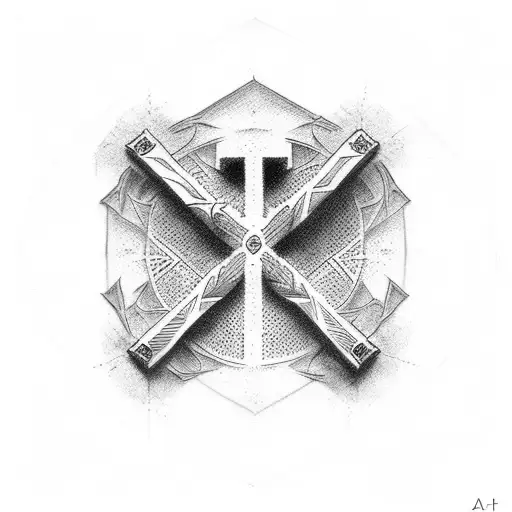 christian cross resilience tattoo design idea