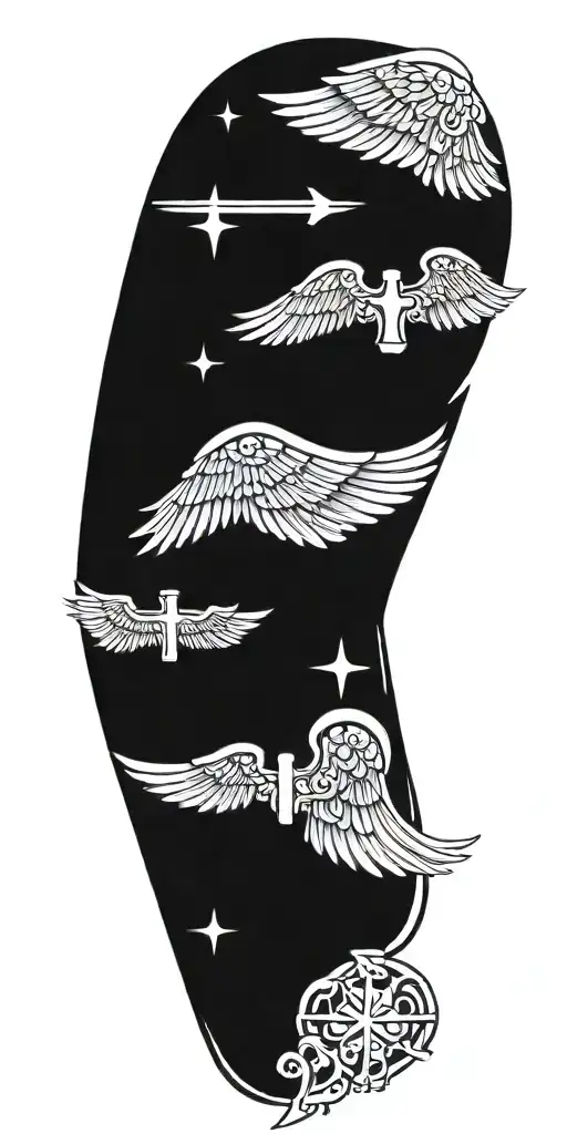 angel wings and combat medic symbol tattoo design idea