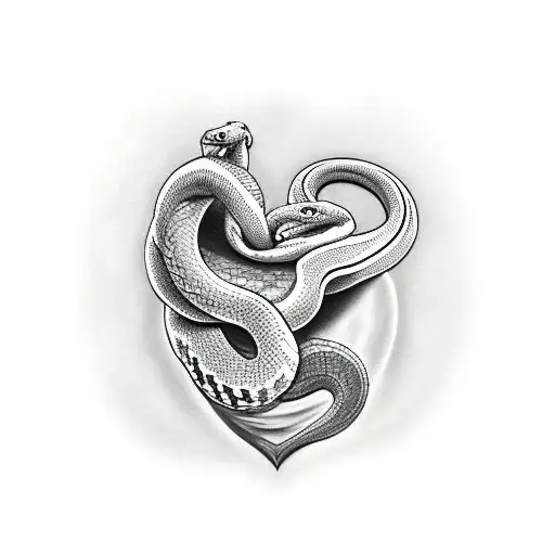 snake biting heart tattoo design idea