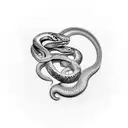 snake biting heart tattoo design idea