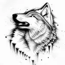 Wolf howling  tattoo design idea