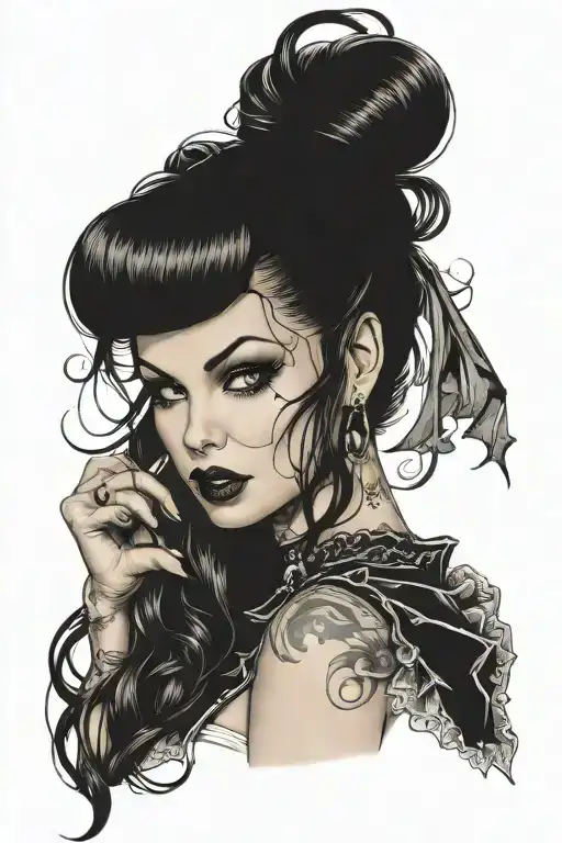 sexy gothic pin up girl tattoo design idea