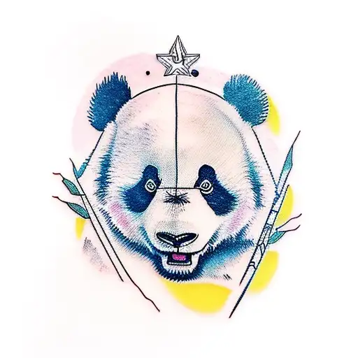 panda face  tattoo design idea