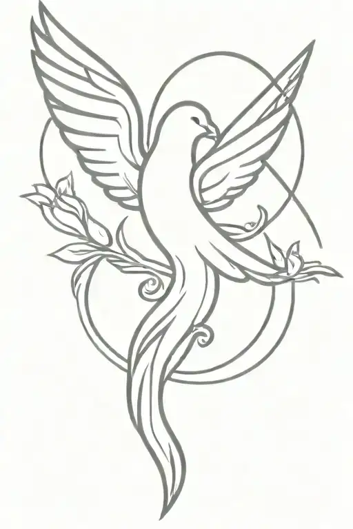 A stylized tattoo design combining your children's initials with religious symbols, such as angels or doves tattoo design idea