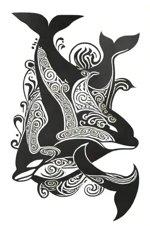 tribal orca whale tattoo design idea