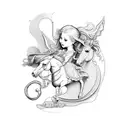 rocking horse fly alice in wonderland  tattoo design idea