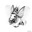 rocking horse fly alice in wonderland  tattoo design idea