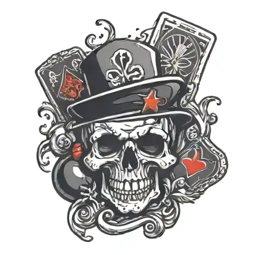 poker and "black bomb A " with a skull  tattoo design idea