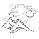 A mountain with clouds and sun and oak trees tattoo design idea