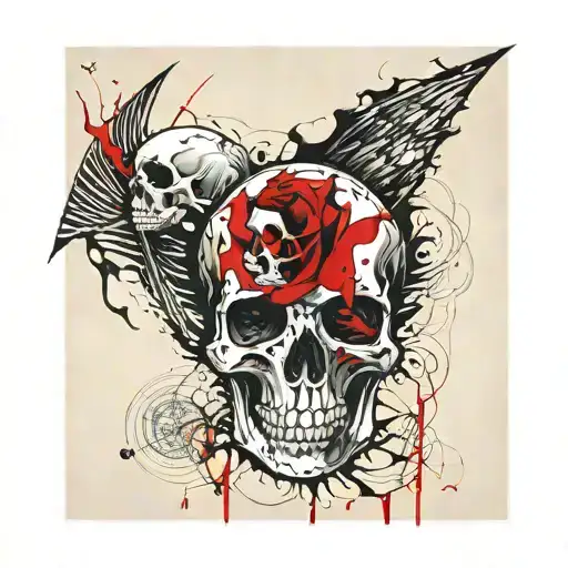 memento mori inside a tarot card showing a fight between death and life  tattoo design idea