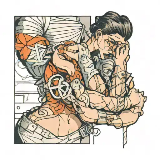 woman elbow tied bondage tattoo design idea