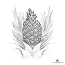 hidden pineapple in feathers tattoo design idea